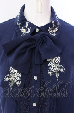 画像2: axes femme / 刺繍リボンノースリーブブラウス  ネイビー O-25-07-29-109-AX-BL-IG-OS