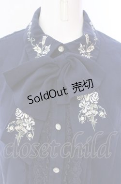 画像2: axes femme / 刺繍リボンノースリーブブラウス  ネイビー O-25-07-29-109-AX-BL-IG-OS