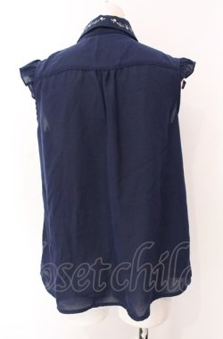 画像3: axes femme / 刺繍リボンノースリーブブラウス  ネイビー O-25-07-29-109-AX-BL-IG-OS