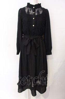画像1: axes femme / レース切り替えロングワンピース  クロ O-25-07-29-112-AX-OP-IG-OS