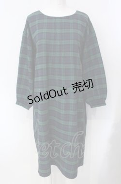 画像1: PINK HOUSE / チェックAラインワンピース  グリーン O-25-07-29-013-LO-OP-OW-OS