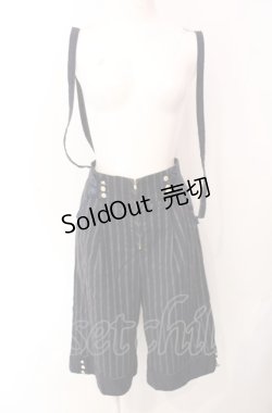画像1: axes femme POETIQUE / サス付きハーフワイドパンツ M< ネイビー O-25-07-29-118-AX-PA-IG-OS