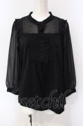 INGEBORG / シフォン切り替えプルブラウス 9号 クロ O-25-07-29-018-LO-BL-OW-OS