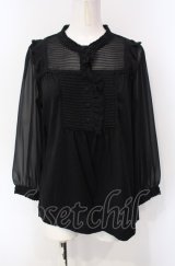 INGEBORG / シフォン切り替えプルブラウス 9号 クロ O-25-07-29-018-LO-BL-OW-OS