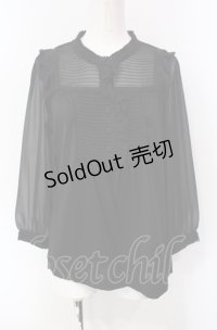 INGEBORG / シフォン切り替えプルブラウス 9号 クロ O-25-07-29-018-LO-BL-OW-OS