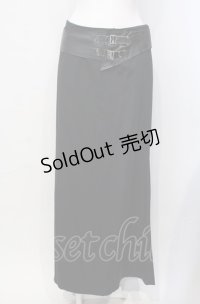 BPN / 合皮ベルト付きロングスカート M ブラック O-25-07-29-028-GO-SK-IG-ZS