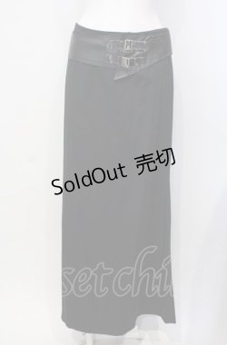 画像1: BPN / 合皮ベルト付きロングスカート M ブラック O-25-07-29-028-GO-SK-IG-ZS