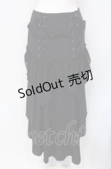 BPN / ウエストレースアップフィッシュテールランダムスカート M ブラック O-25-07-29-031-GO-SK-IG-OS
