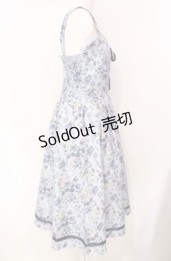 画像3: axes femme / ロマンティックローズ柄ジャンパースカート  サックス O-25-07-29-033-AX-OP-IG-OS