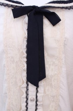 画像2: axes femme / セーラーカラーブラウス M キナリ×ネイビー O-25-07-31-034-AX-TO-OW-OS