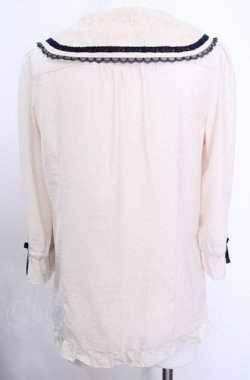 画像4: axes femme / セーラーカラーブラウス M キナリ×ネイビー O-25-07-31-034-AX-TO-OW-OS