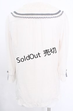 画像4: axes femme / セーラーカラーブラウス M キナリ×ネイビー O-25-07-31-034-AX-TO-OW-OS