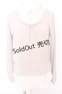 axes femme / ブローチ付レイヤードプルオーバー M キナリ×ベージュ O-25-07-31-035-AX-TO-OW-OS