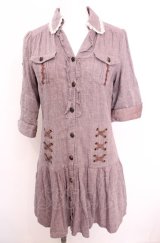 axes femme / ロールアップシャツワンピース M ラベンダー O-25-07-31-036-AX-OP-OW-OS
