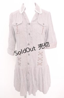 画像1: axes femme / ロールアップシャツワンピース M ラベンダー O-25-07-31-036-AX-OP-OW-OS