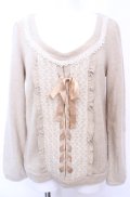 axes femme / レースアップニットプルオーバー M キナリ O-25-07-31-037-AX-TO-OW-OS