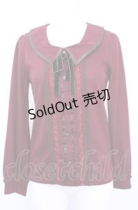 axes femme / パイピングカラーブラウス風プルオーバー M ワイン O-25-07-31-042-AX-TO-OW-OS