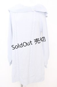 axes femme / リボン襟ニットミニワンピ F サックス O-25-07-31-045-AX-OP-OW-OS