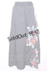 axes femme / 椿柄ロングスカート F クロ O-25-07-31-048-AX-SK-OW-OS