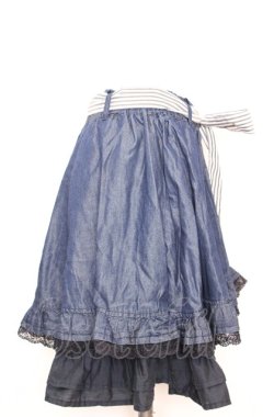 画像2: axes femme / デニム調フリル重ねスカート M インディゴ O-25-07-31-049-AX-SK-OW-OS