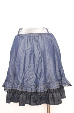 画像3: axes femme / デニム調フリル重ねスカート M インディゴ O-25-07-31-049-AX-SK-OW-OS