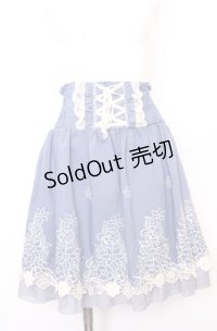axes femme / 刺繍入りハイウエストスカート M ブルー O-25-07-31-051-AX-SK-OW-OS