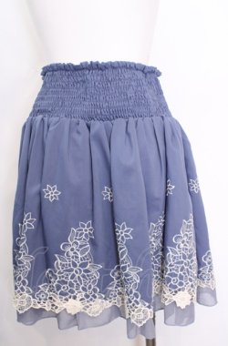 画像4: axes femme / 刺繍入りハイウエストスカート M ブルー O-25-07-31-051-AX-SK-OW-OS