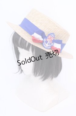 画像1: Angelic Pretty / マリンリボンストローHat  ナチュラル×トリコロール O-25-07-31-007-AP-AC-IG-OS