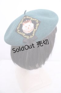 Enchantlic Enchantilly / 猫ワッペンベレー  グリーン O-25-07-31-1059-LO-AC-OW-OS
