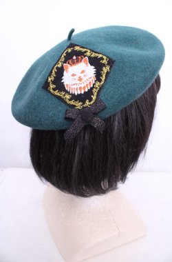 画像1: Enchantlic Enchantilly / 猫ワッペンベレー  グリーン O-25-07-31-1059-LO-AC-OW-OS