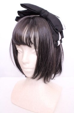 画像1: metamorphose / レースリボンカチューシャ  クロ×シロ O-25-07-31-1062-ME-AC-OW-OS