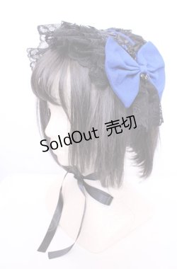 画像1: HAPPINYASS / 薔薇モチーフレースアップヘッドドレス  クロ×アオ O-25-07-31-1064-LO-AC-OW-OS