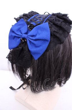 画像2: HAPPINYASS / 薔薇モチーフレースアップヘッドドレス  クロ×アオ O-25-07-31-1064-LO-AC-OW-OS