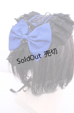 画像2: HAPPINYASS / 薔薇モチーフレースアップヘッドドレス  クロ×アオ O-25-07-31-1064-LO-AC-OW-OS