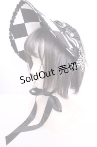Enchantlic Enchantilly / ダイヤ柄ハーフボンネット  クロ×シロ O-25-07-31-1065-LO-AC-OW-OS