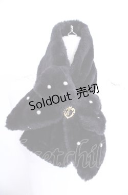 画像1: BABY,THE STARS SHINE BRIGHT / リボンとパールのファーマフラー  クロ O-25-07-31-1085-BA-ZA-OW-ZT274