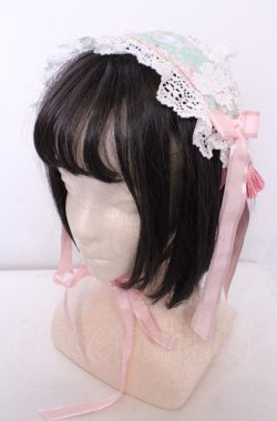 画像1: BABY,THE STARS SHINE BRIGHT / SA・KU・RA Cafe a la mode柄ヘッドドレス  若草 O-25-07-31-1094-BA-AC-OW-OS