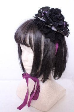画像1: ALICE and the PIRATES / Melty Mermaid Princess柄丸型ヘッドドレス  クロ×パープル O-25-07-31-1100-PA-AC-OW-OS