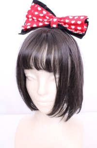 Dangerous nude / ハートハートリボンカチューシャ  レッド×ホワイト×ブラック O-25-07-31-1104-PU-BG-OW-ZT208-F004