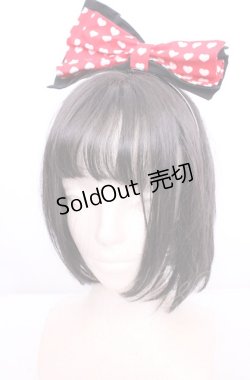 画像1: Dangerous nude / ハートハートリボンカチューシャ  レッド×ホワイト×ブラック O-25-07-31-1104-PU-BG-OW-ZT208-F004