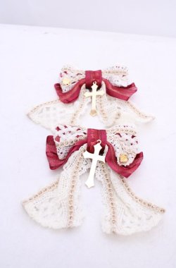 画像1: BABY,THE STARS SHINE BRIGHT / Maria de la Croixリボンコーム  えんじ×キナリ O-25-07-31-1110-BA-AC-OW-OS