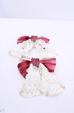 画像2: BABY,THE STARS SHINE BRIGHT / Maria de la Croixリボンコーム  えんじ×キナリ O-25-07-31-1110-BA-AC-OW-OS