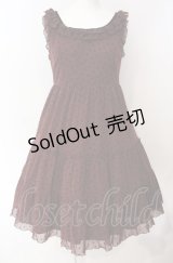 Emily Temple cute / ドットフロッキーノースリーブワンピース  ワイン O-25-07-31-1127-ET-OP-OW-OS