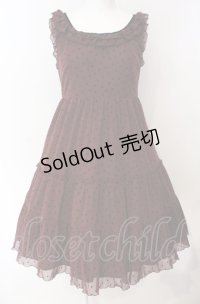 Emily Temple cute / ドットフロッキーノースリーブワンピース  ワイン O-25-07-31-1127-ET-OP-OW-OS