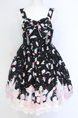 画像1: Angelic Pretty / Milky　PlanetリボンジャンパースカートSet  クロ O-25-07-31-1135-AP-OP-OW-OS