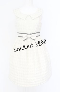 画像1: Emily Temple cute / ダイヤ柄ラメジャガードドレス  アイボリー O-25-07-31-1139-ET-OP-OW-OS