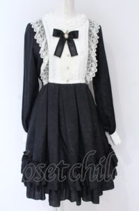 Pina sweetcollection / ローズジャガードワンピース  クロ×シロ O-25-07-31-1142-LO-OP-OW-OS
