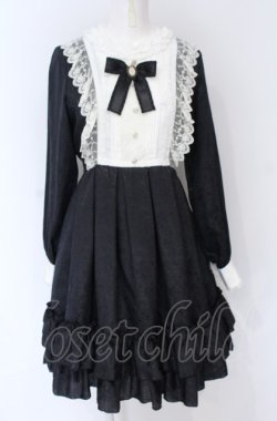 画像1: Pina sweetcollection / ローズジャガードワンピース  クロ×シロ O-25-07-31-1142-LO-OP-OW-OS