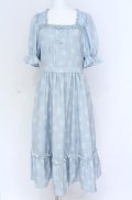 m petit by misako / NINA'S 花柄スクエアネックワンピース LL サックス O-25-07-31-1149-LO-OP-OW-OS