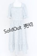 m petit by misako / NINA'S 花柄スクエアネックワンピース LL サックス O-25-07-31-1149-LO-OP-OW-OS